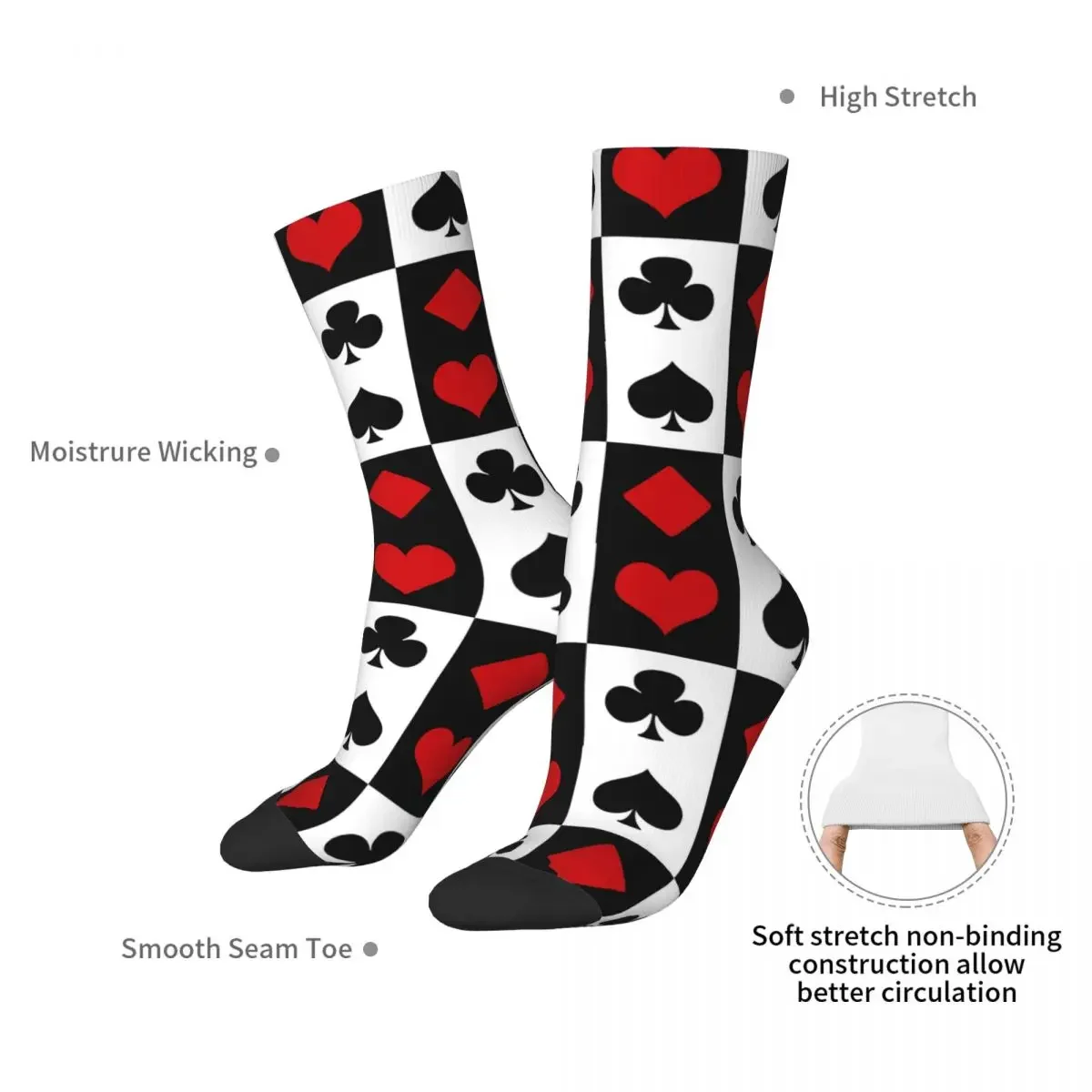 Playing Card Socks Harajuku Super Soft Stockings All Season Long Socks Accessories for Unisex Gifts