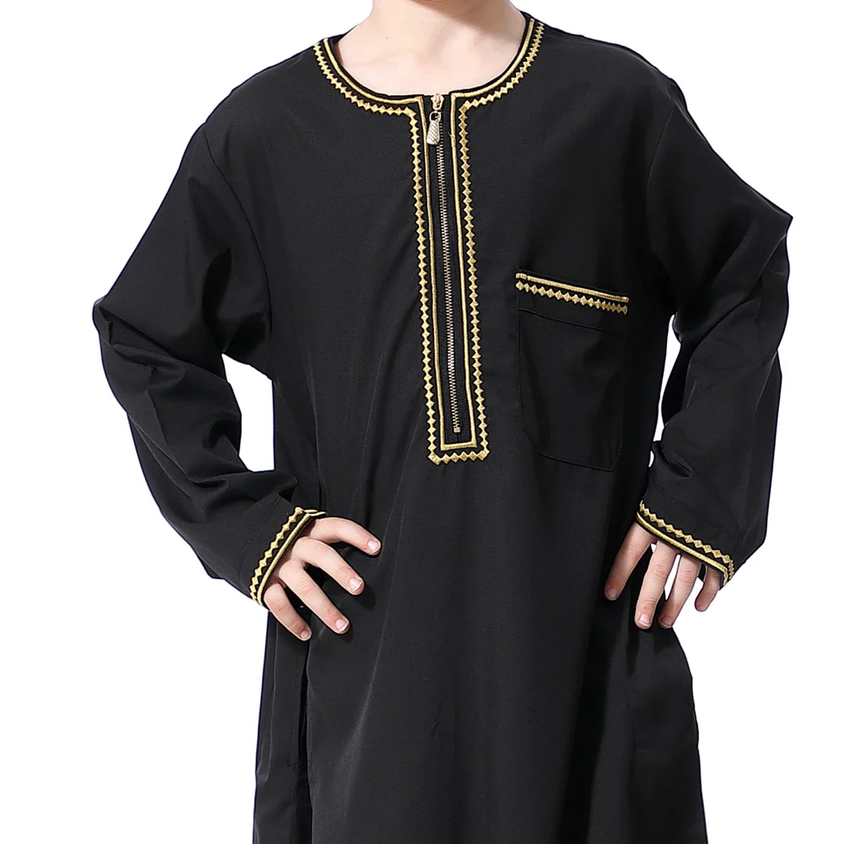 Tiener Moslim Kids Jongens Jubba Thobe Gewaden Arabisch Islamitisch Midden-Oosten Dubai Saudi Caftan Lange Mouw Ramadan Dishdasha Kleding