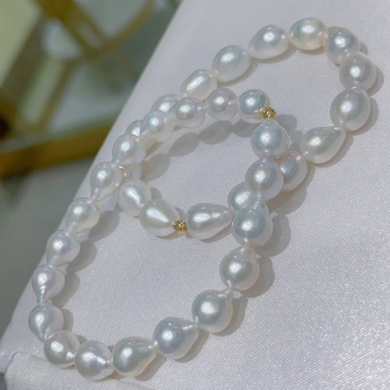 

SGARIT настоящая 18-каратная золотая бусина с жемчугом в стиле барокко, браслет Au750, штабелируемая изящная цепочка, браслет из натурального жемчуга для женщин