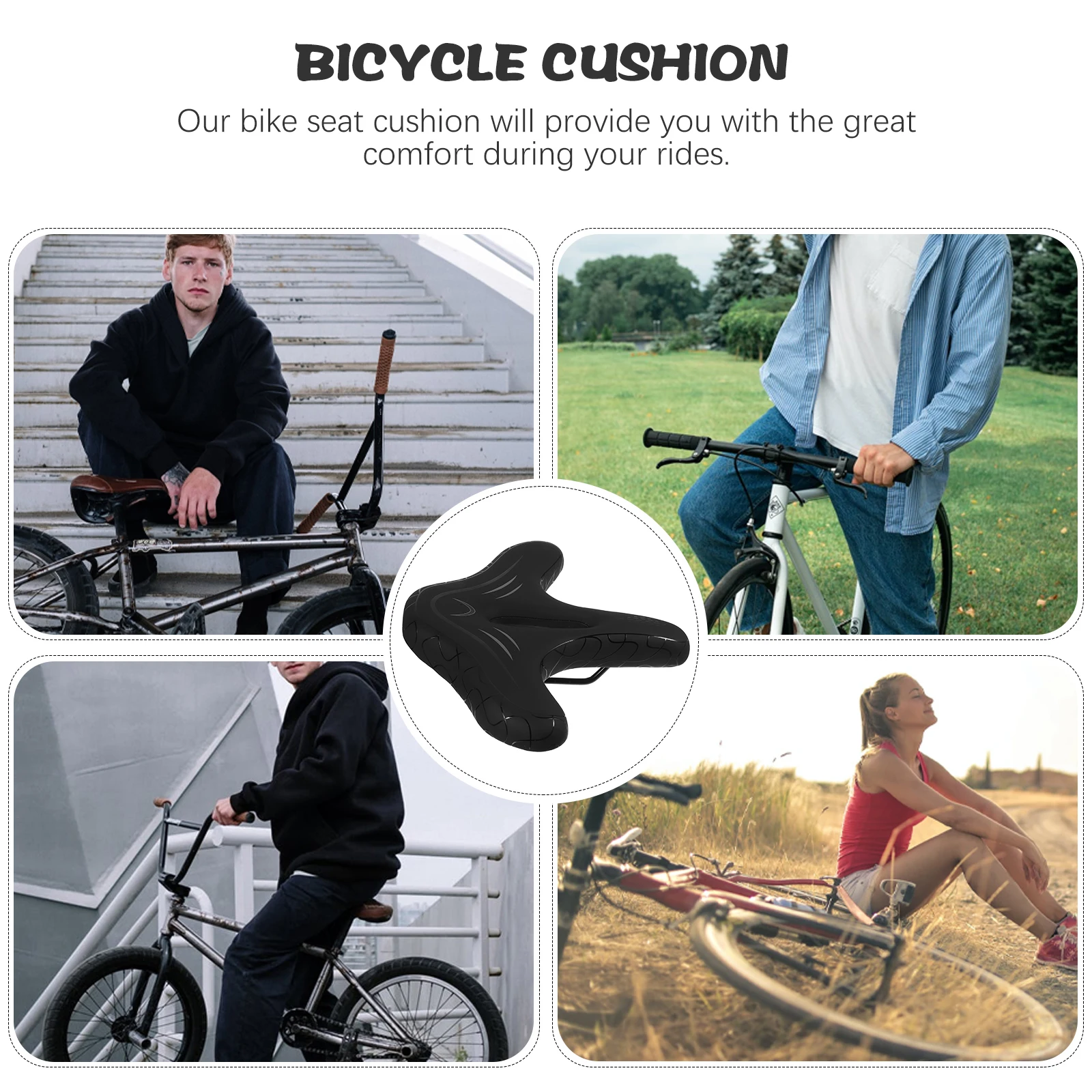 

Oversized Bicycle Seat Wide Bike Saddle Cushion Breathable Comfortable Seat Shock Absorption Easy Install Mountain Bike