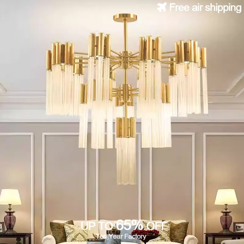 

Luxury Italian Golden Iron Crystal Ceiling Chandelier with Lustre Decoration Suspension Light for Villa Dining Room Lamp Fixture