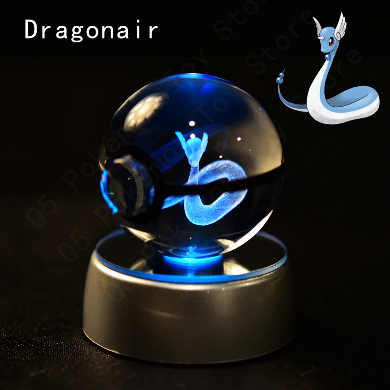 Pokémon Kristallen Bal 3D Mewtwo Pikachu Gengar Pokébal 3D Nachtlampje Glazen Beeldje Pokémon Kristallen Bal Verjaardagscadeau