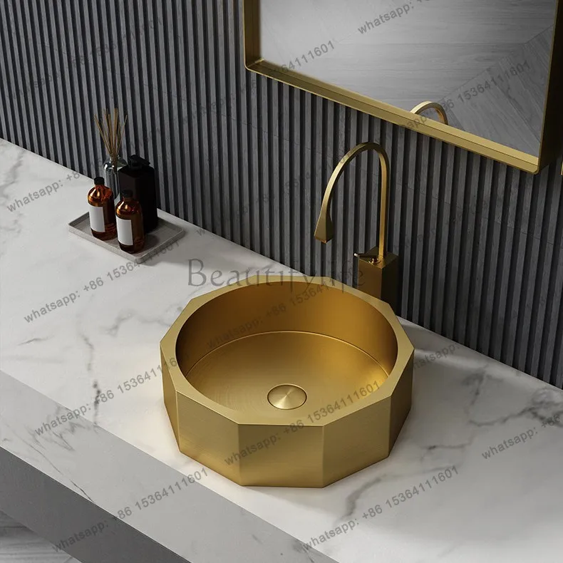 Shopping mall wash basin, polygonal stainless steel countertop basin