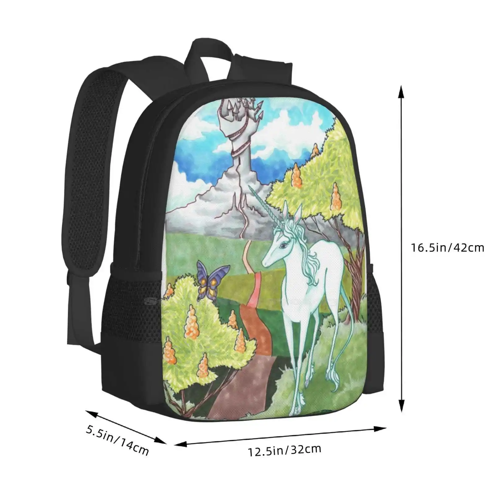 All The Roads Large Capacity School Backpack Laptop Bags Last Unicorn Butterfly Amalthea Roads Haggard Castle Ariesnamarie