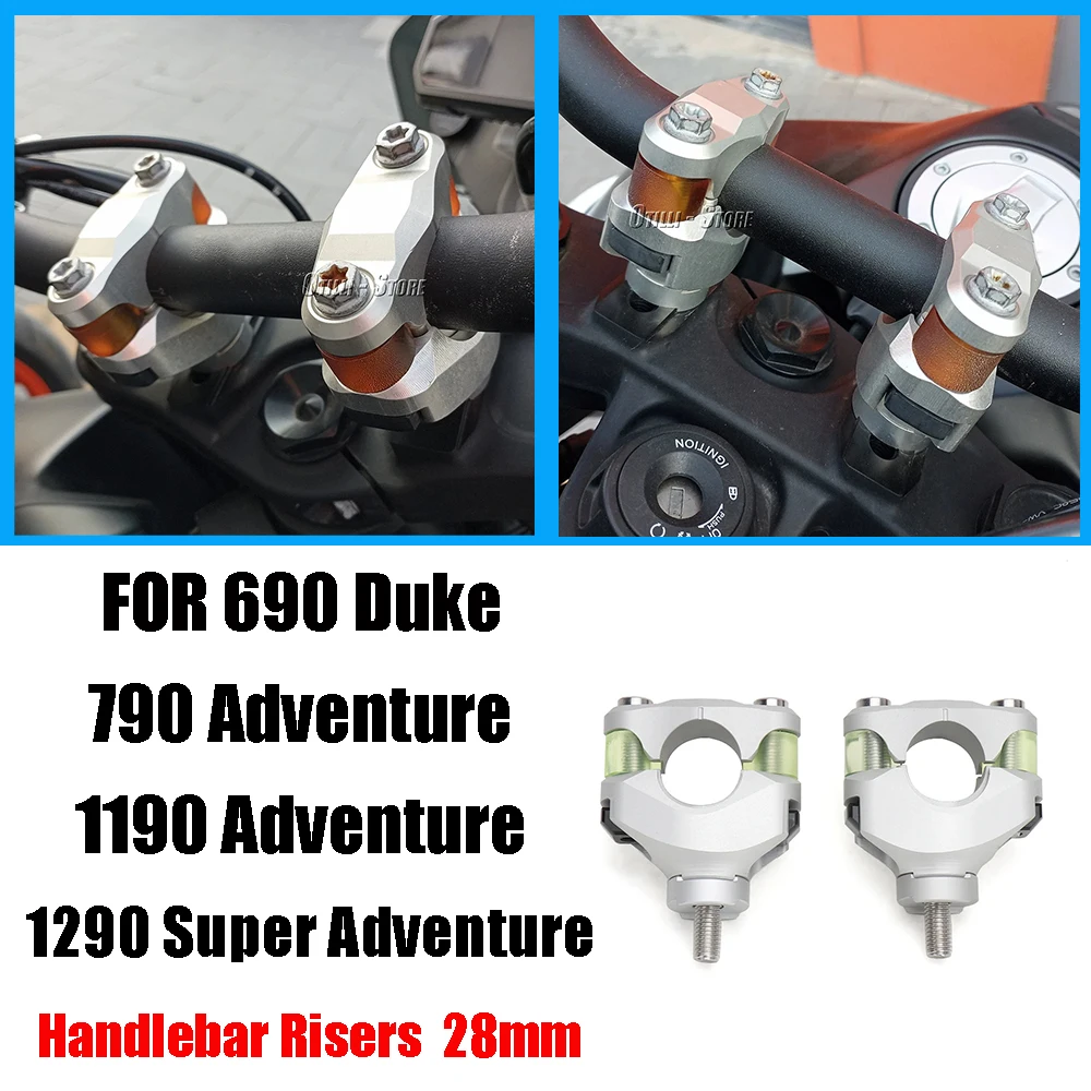 

Motorcycle Black Silver Handlebar Riser Bar Mount Handle Clamp 28MM For 690 Duke 790 Adv 1190 Adventure 1290 SUPER ADVENTURE