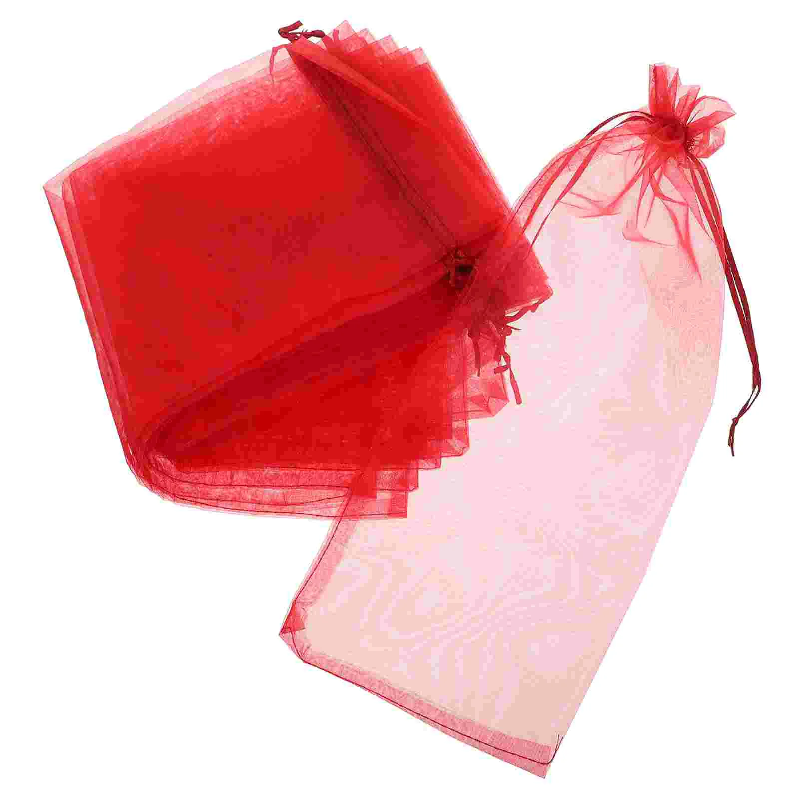 10 Pcs Green Christmas Stocking Bottle Bags Cellophane Cover Organza Gift Wrap