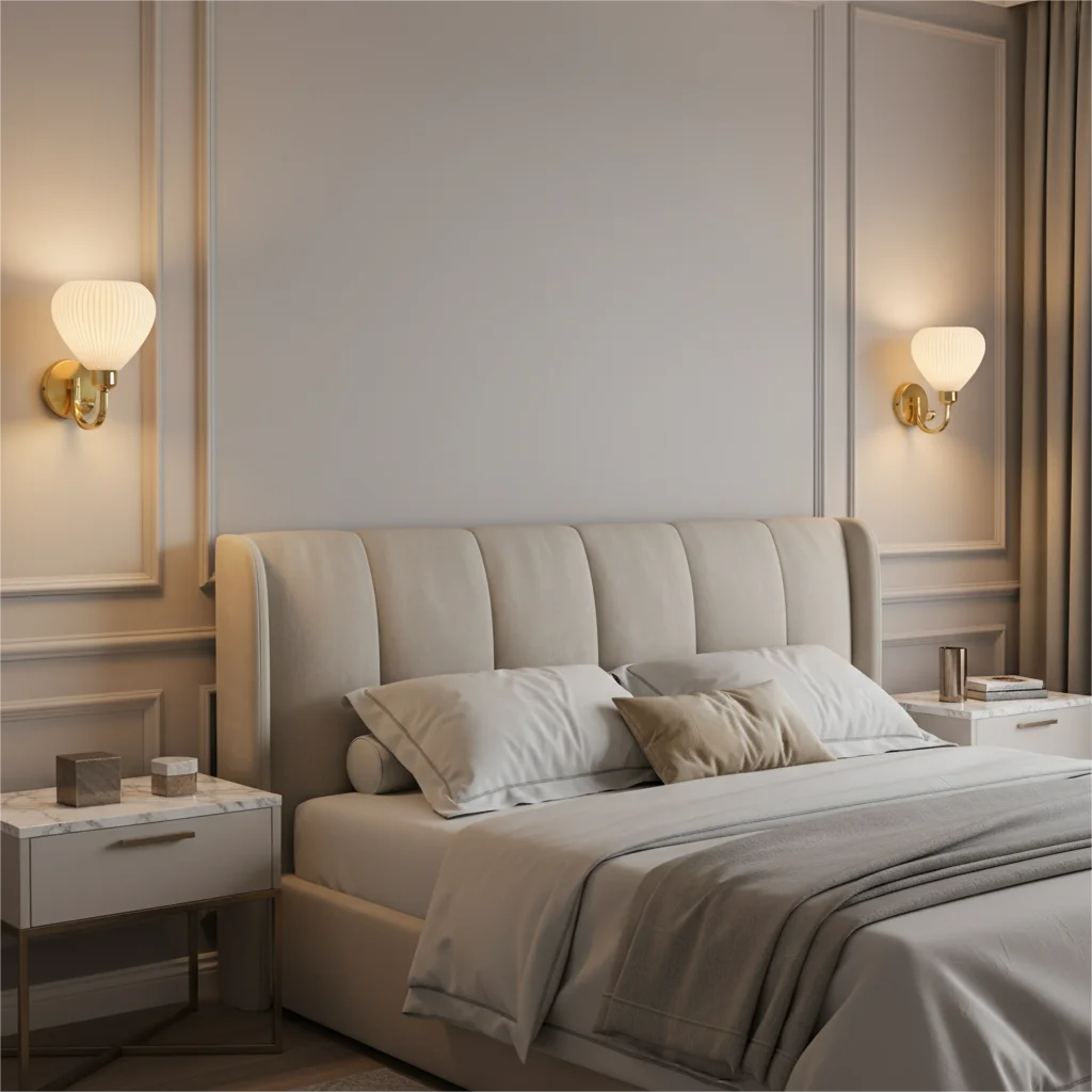 Modern Simple Soft Style Wall Lamp Metal Body Gold Color Bedroom Decor Sconce Light LED Acrylic Lampshade Corridor Wall Lustre