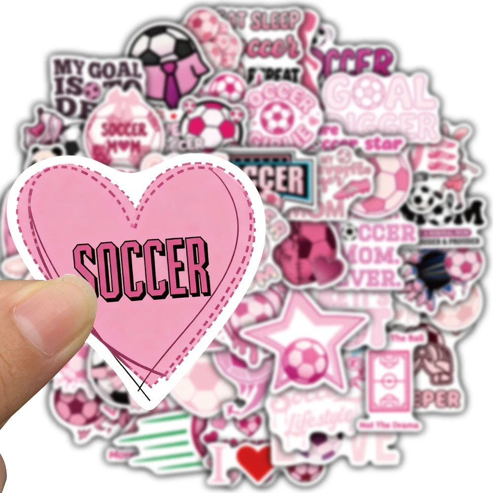50PCS Pink Football 2 Sticker Harajuku Creative Skateboard Living Room Fashion Graphic Stationery Luggage Funny Motorcycle Decal