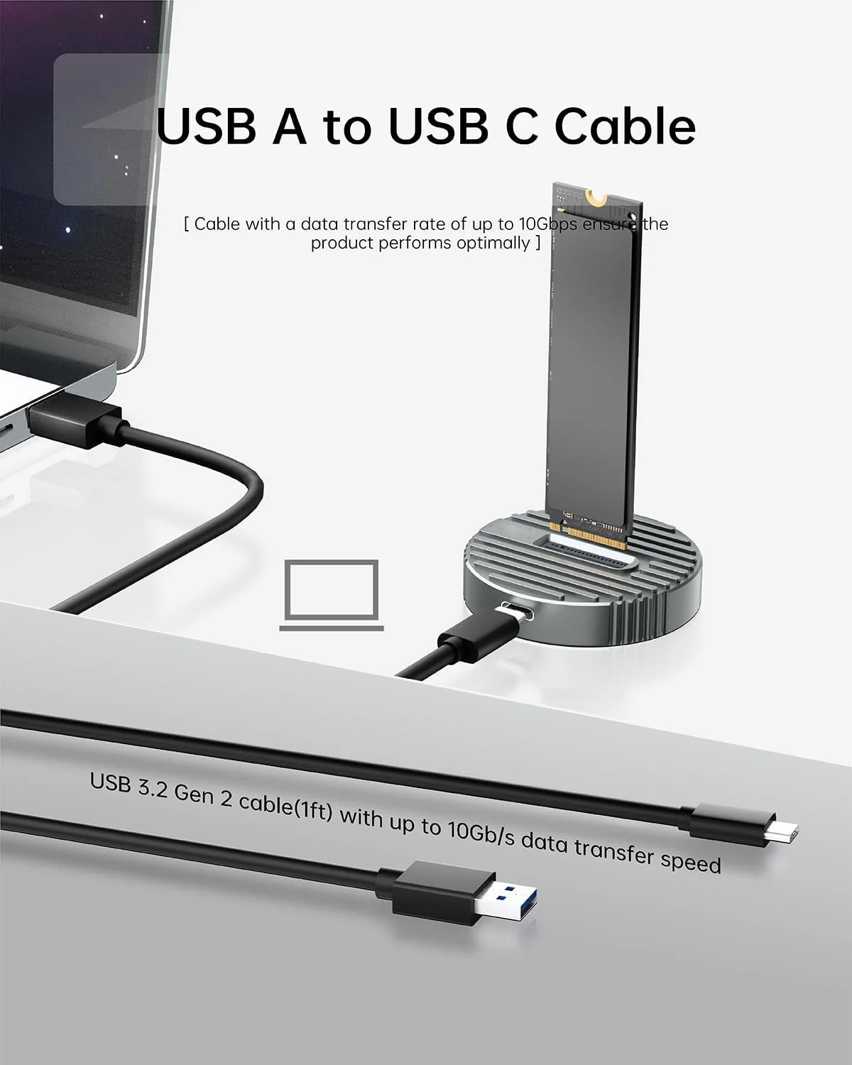 JoniSerl M.2 NVMe SSD Reader External,10Gbps M2 to USB Adapter for Both M 2(M Key,B+M Key)NVMe and SATA NGFF Dual protocol Dock