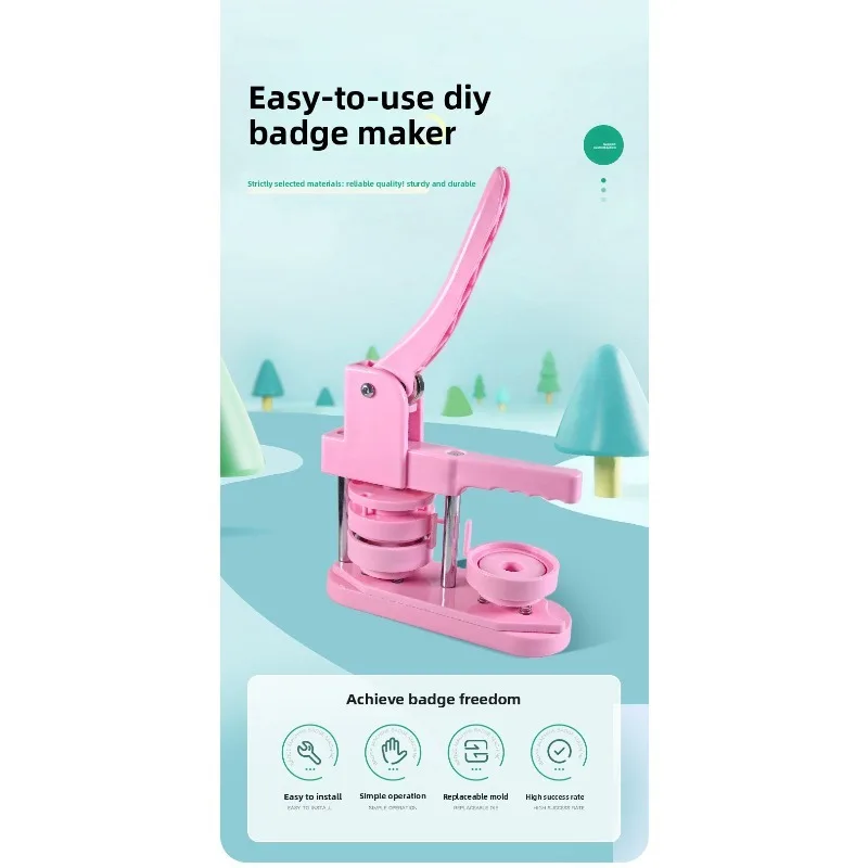 DIY Badge Making Machine Button Pin Press Custom Metal Tinplate Medal Name Tag Keychain Fridge Magnet Brooch Craft Maker Tool