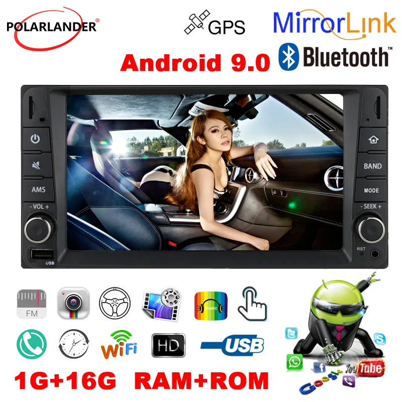 

2 DIN 7 Inch IOS Android 9.0 Wifi Car Radio Touch Screen Recorder USB Mp5 GPS FM Bluetooth 4.0 Dual Mirror Link For Toyota