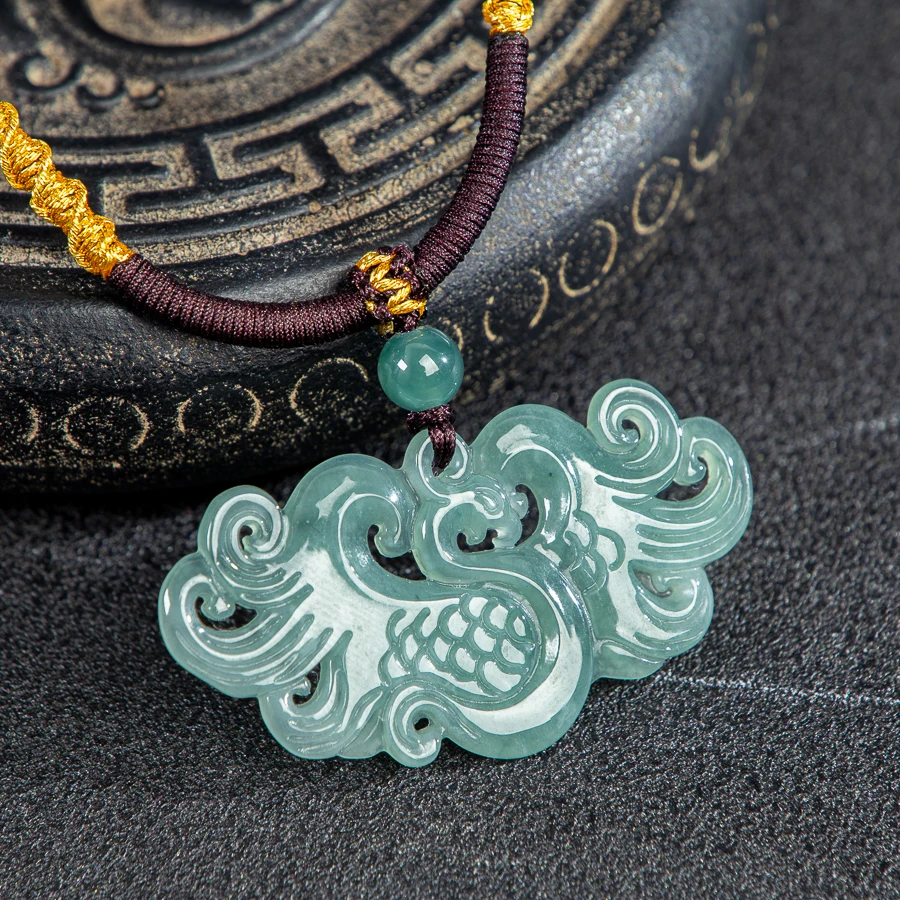 

TIMESWIND оригинальный нефритовый светло-голубой резной кулон с изображением Феникса для женщин и мужчин, модное ожерелье, ювелирные изделия с сертификатом