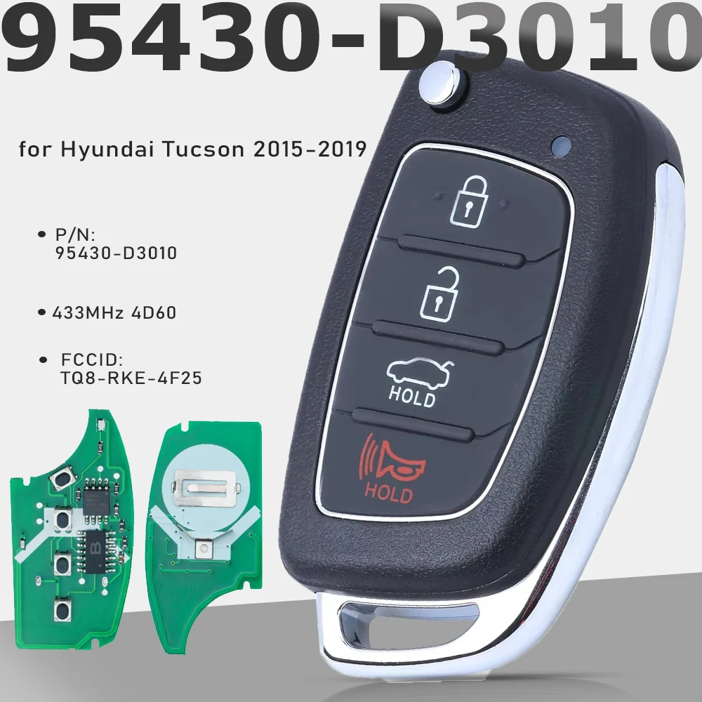 

KEYECU 95430-D3010, TQ8-RKE-4F25, 433 МГц, 4D60, откидной дистанционный брелок для Hyundai Tucson 2015 2016 2017 2018 2019