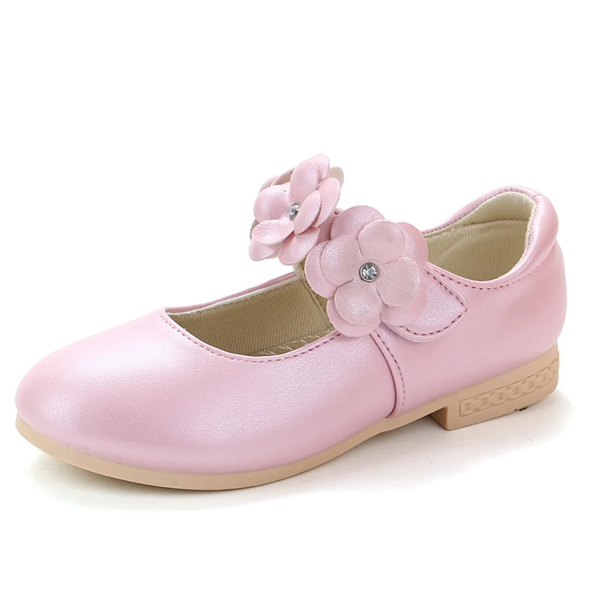 

1 Pair Kids Sole Shoes Golden Flower Design Breathable Anti-Slip Lightweight Children Princess Shoes For Outdoor Walking Running