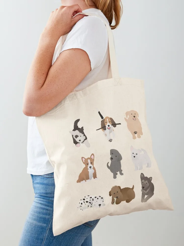 

puppies (blue) Tote Bag Portable shopping bag Women's bags tote bag men Shopping bags