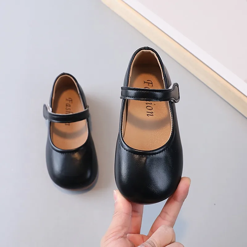 2024 Spring and Autumn New Children\'s Small Leather Shoes Korean Version of Fashion Retro Simple Soft Soled Girls Single Shoes