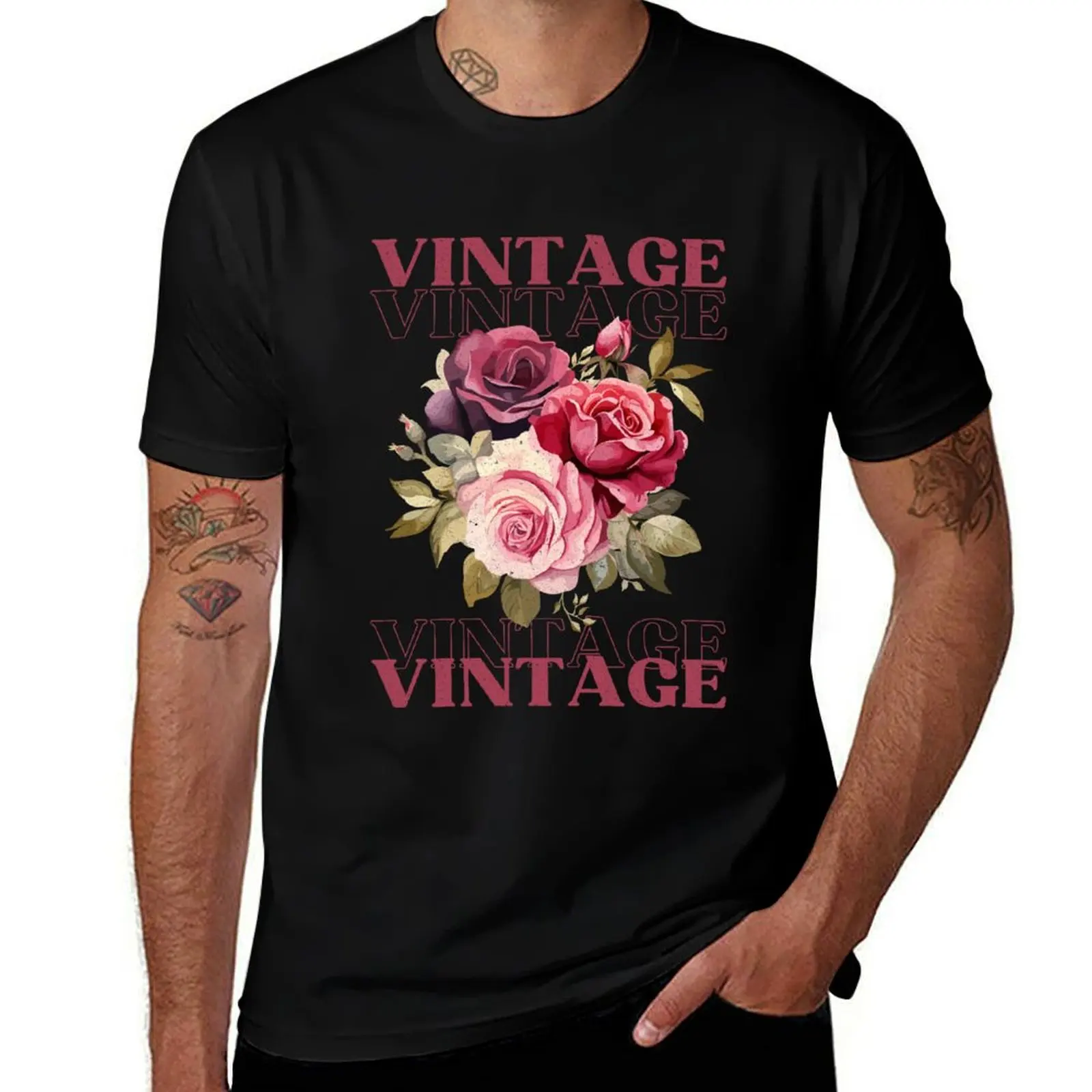 

Vintage Roses Flower T-Shirt man graphic t shirt man t shirt summer man t shirts for men T-Shirt