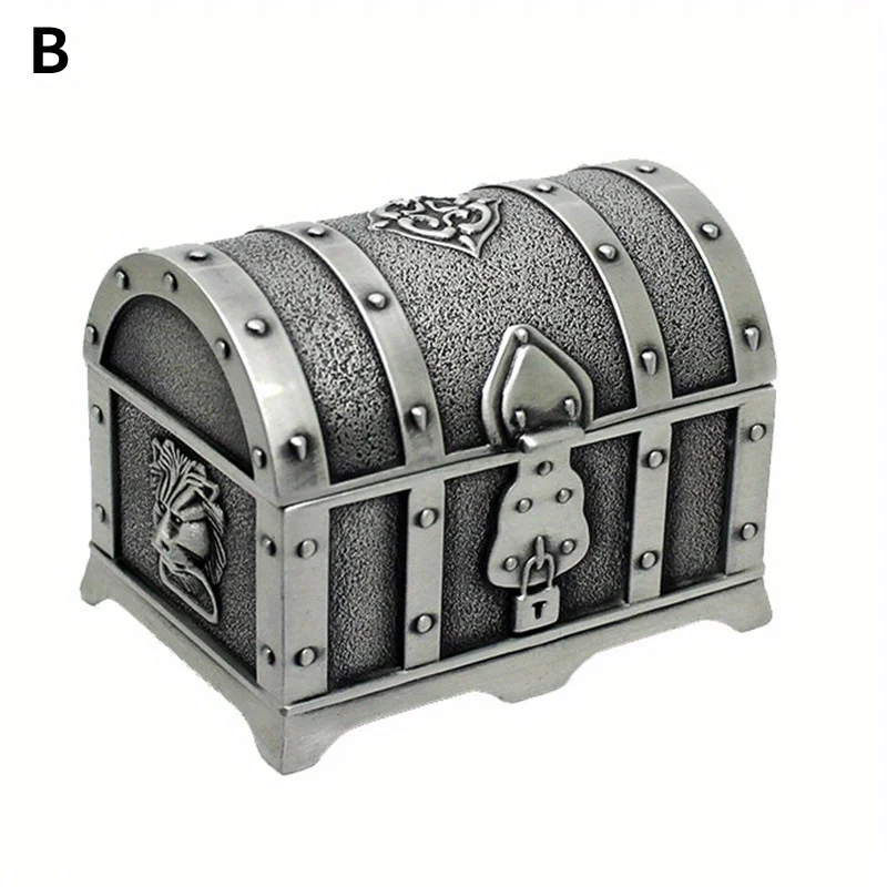 1PC European-style Retro Pirate Undead Treasure Box Metal Crafts Small Jewelry Box Jewelry Storage Treasure Box