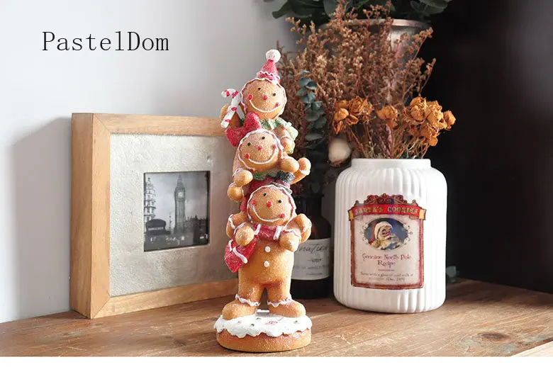 Pastoral Style Hand‑Painted Stacked Arhats Gingerbread Man Figurines Creative Christmas Decoration Holiday Gifts
