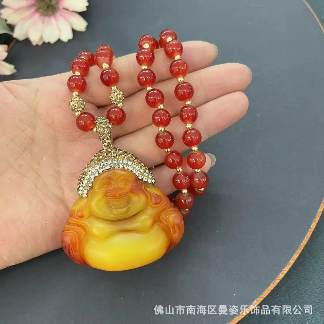 DIY accessories Second-generation beeswax Maitreya Laughing Buddha pendant, big-bellied Buddha pendant, necklace, national style