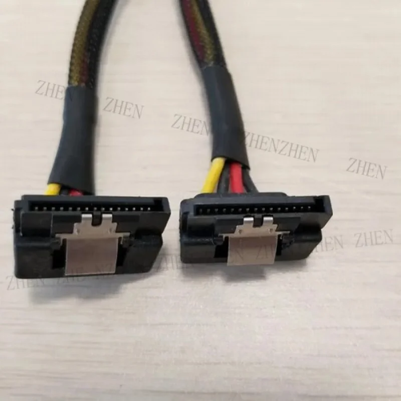 Y Y Computer ATX PSU 4Pin IDE Molex to 90 Degree 2-Port 15Pin SATA Power Cable Cord