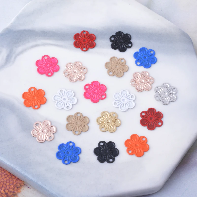 50pcs AC14732 laiton fleur de prunier Mini double trou connecteurs dorés pendentif suspendu bijoux reliant Bracelet collier accessoire