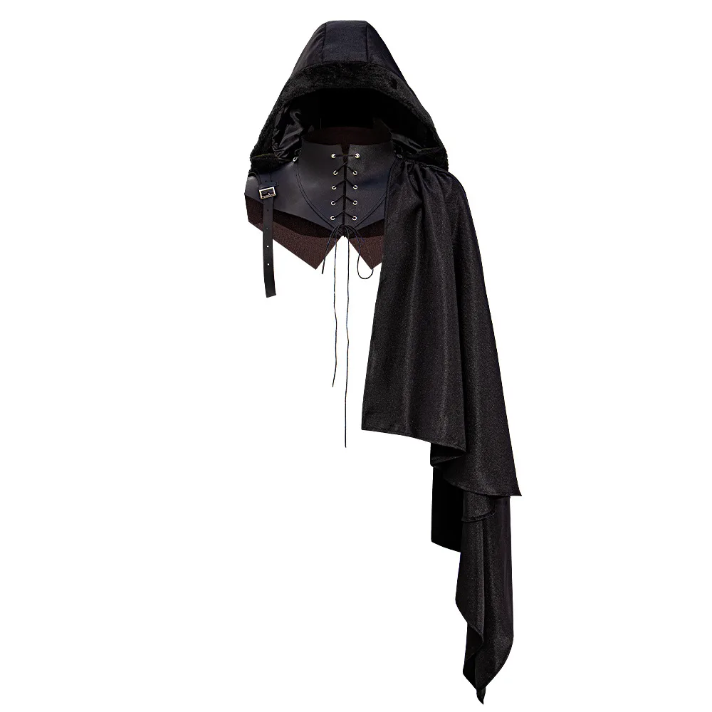 Cape à Capuche Style Médiéval pour Halloween, Costume de Cosplay, Style Rétro, Gothique, Punk, Châle, Assassin 7.5