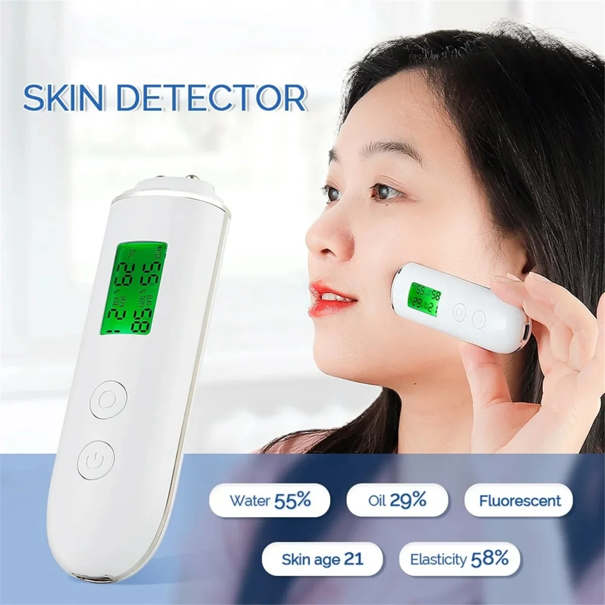 Testador de pele rosto umidade da pele e conteúdo de óleo analisador de pele água bochecha elástica pele idade teste medidor agente detector