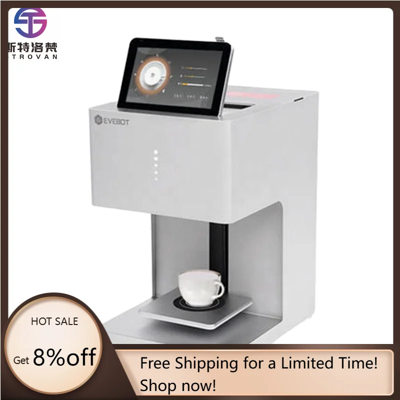 طابعة فنية لاتيه أوتوماتيكية STLF JW EVEBOT للقهوة - طباعة الصور والشعارات على الكوكتيلات والكعك والماكارونس للاستخدام في المقهى والفندق