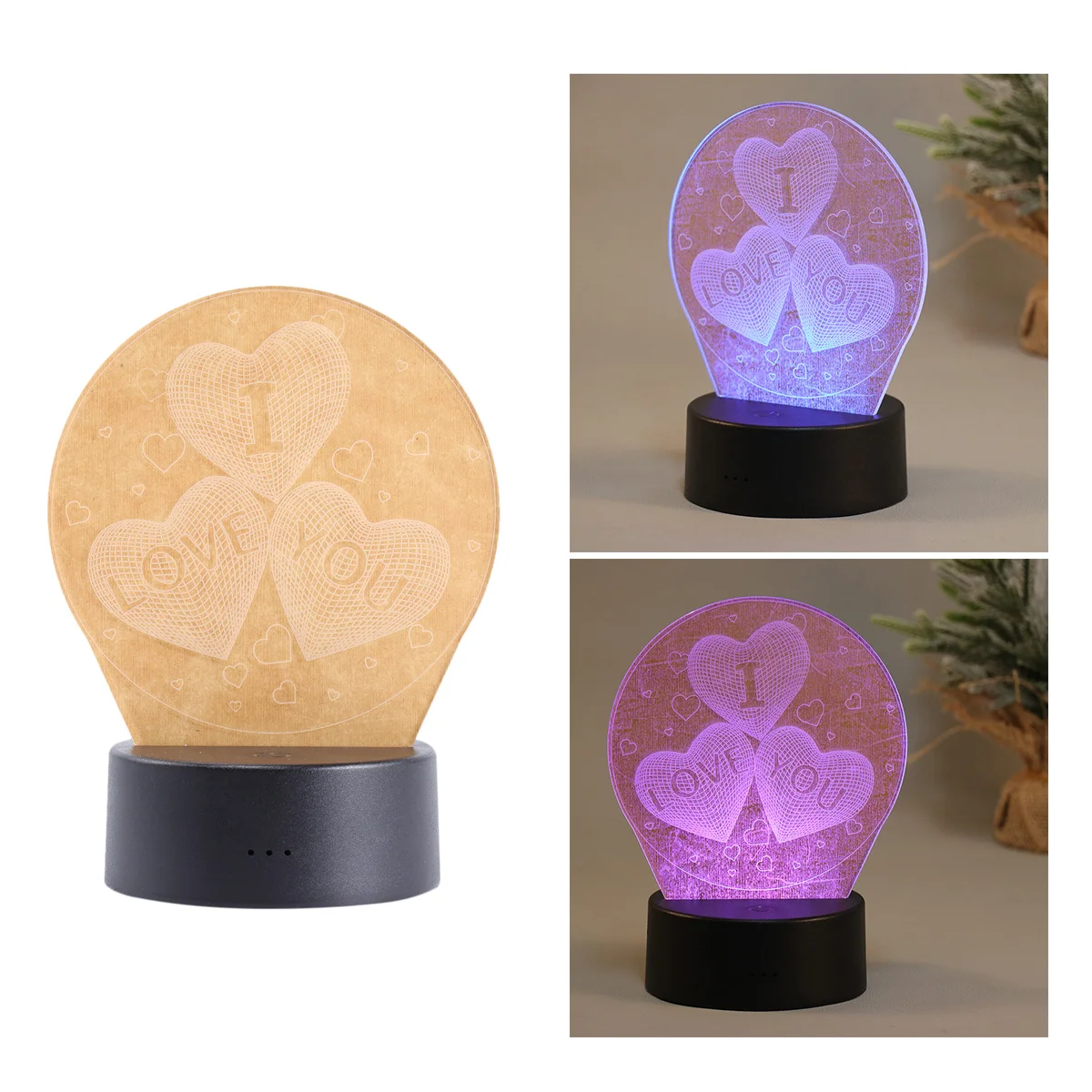 USB 3D LED ضوء الليل للتغيير قوي ABS قاعدة رومانسية غرفة نوم طاولة بار هدية أضواء ليلية الجدول مصباح لغرفة النوم