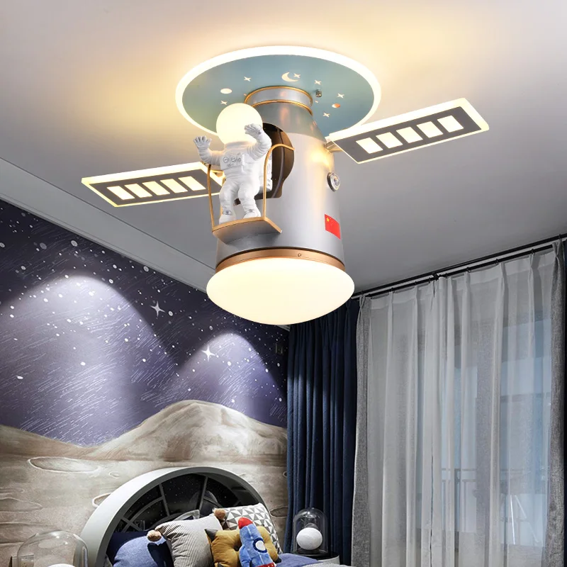 Led silver ceiling lamp for kids room astronaut lamp Cartoon Space LED ceiling lamp for baby room boy ceiling lamp