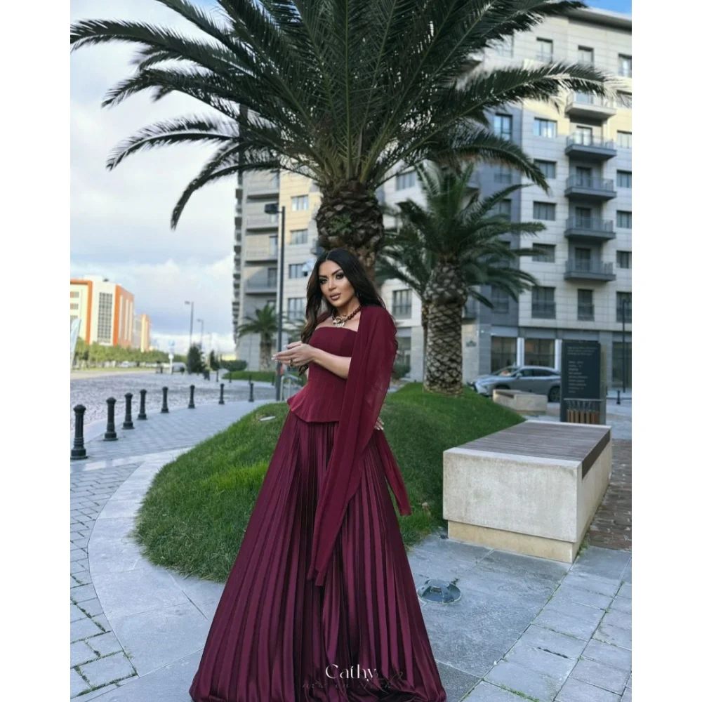 

Cathy Red комплект из двух предметов шаль Vestidos de Noche вечерние платья без бретелек без рукавов длиной до пола, атласное платье для выпускного вечера по индивидуальному заказу 2024