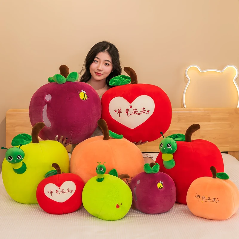 Symulacja sadu Persimmon mangostan kreskówka gąsienica jabłko pluszowa zabawka kreatywna wypchana imitacja poduszka w kształcie owocu wystrój domu