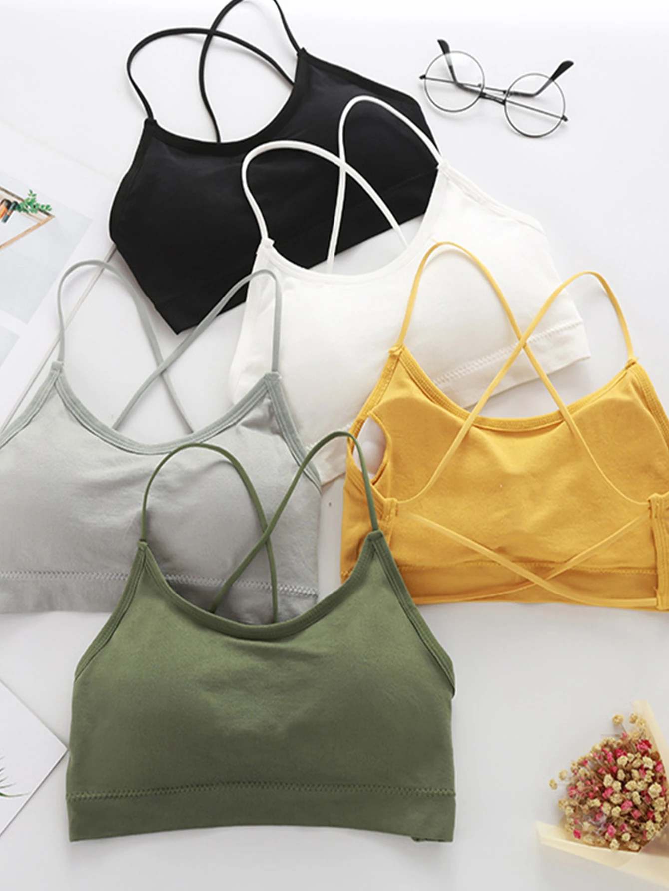 Красота майка с перекрестной лямкой на бретельках и подушечками для бюстгальтера, антибликовое нижнее белье для девочек