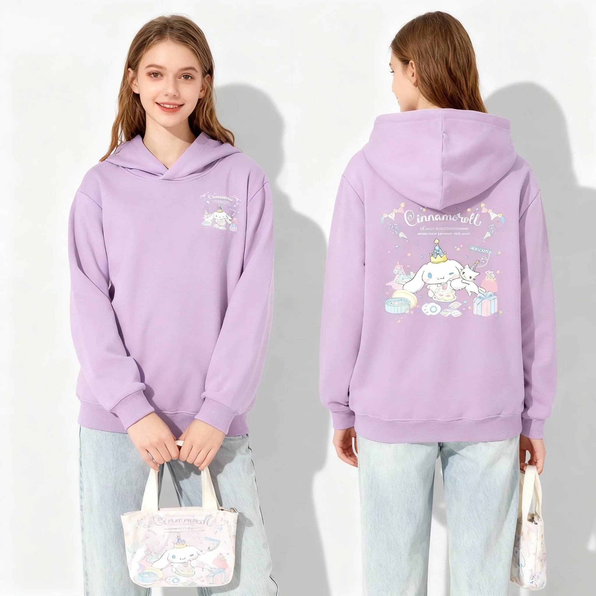 سانريو عائلة كبيرة الأذن الكلب سلسلة كاملة حلوة كول الأمريكية العصرية الشارع الخريف/الشتاء هوديي حجم كبير النساء الكبار 25/26 جديد #4