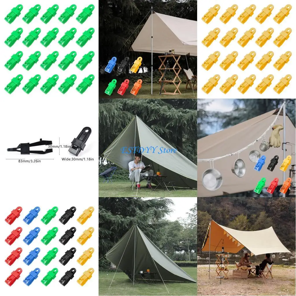 

G6DE 20PCS Oversized Camping Clip High Strengths Shelter Anchors Plastic Texture