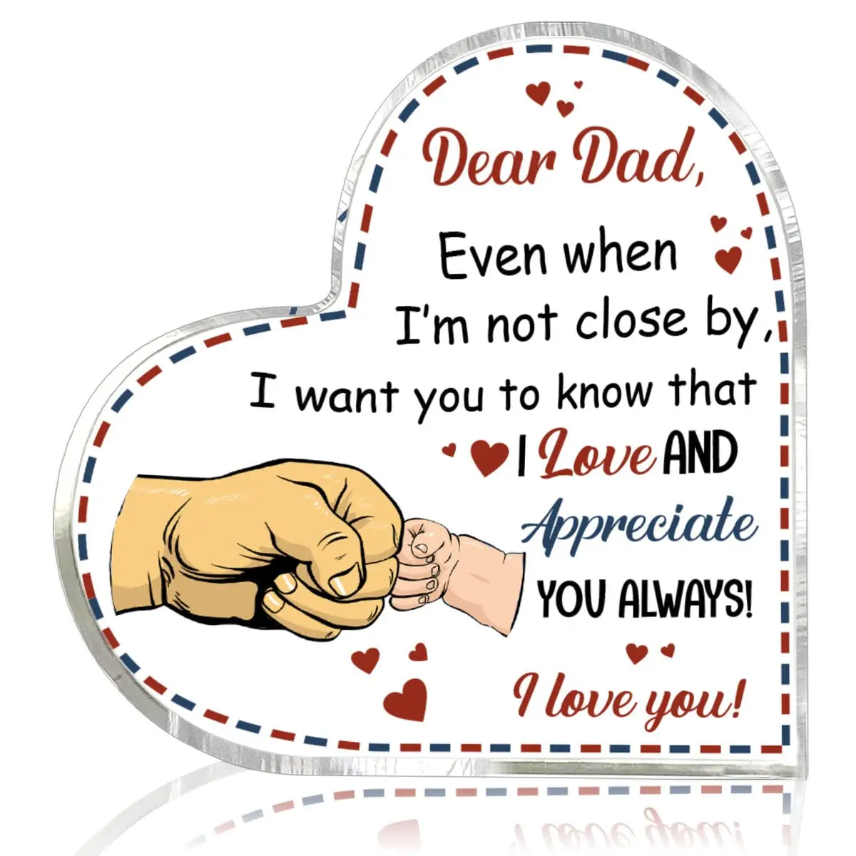 Dear Dad Acrylic Heart Decor - 