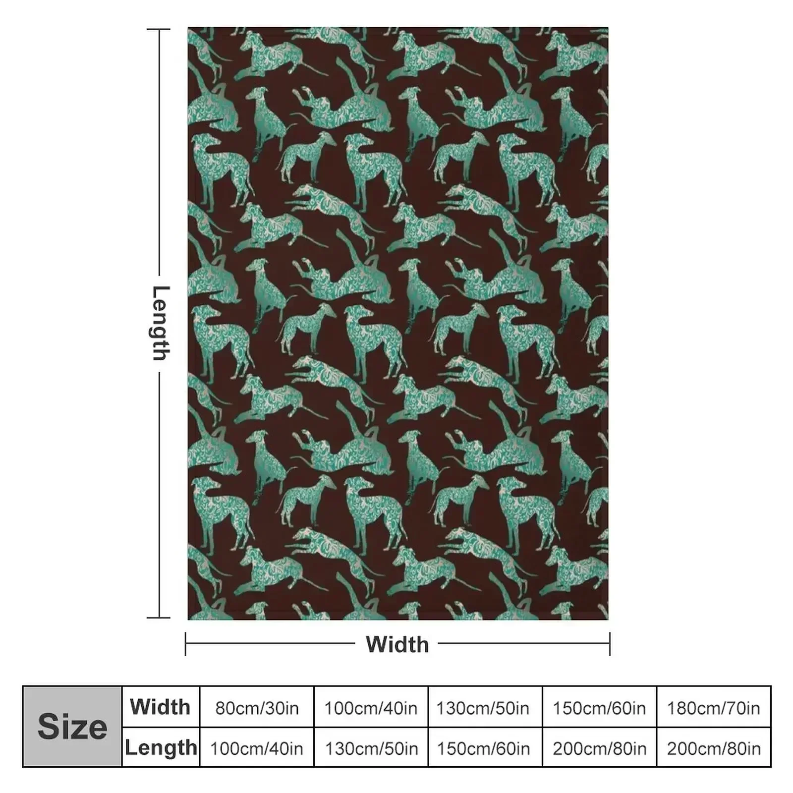 Teal and Copper Greyhounds Throw Blanket couch cozy soft plush fuzzy picnic outdoor blanket