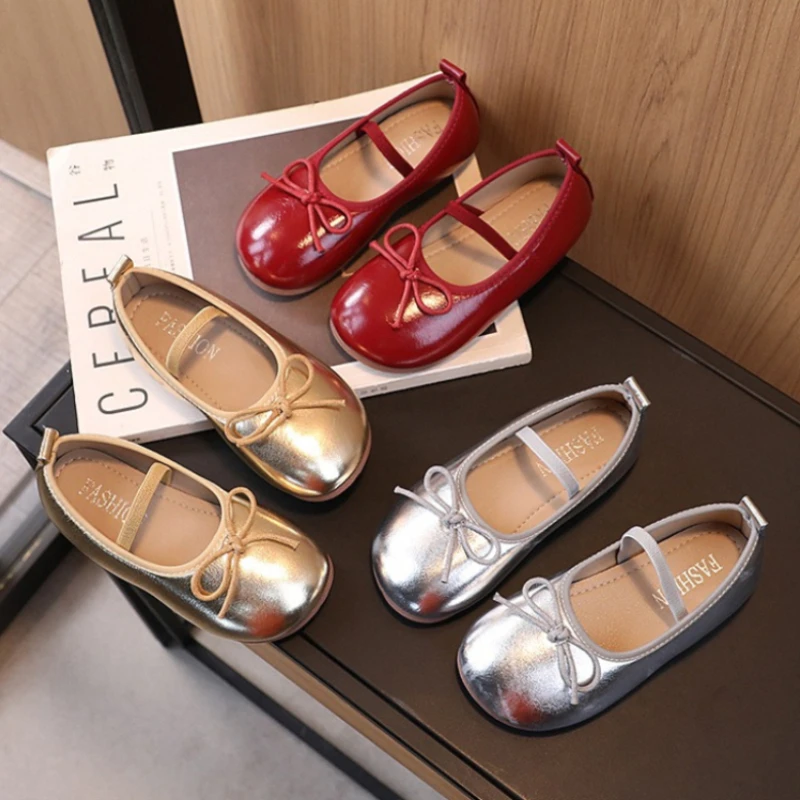 

Детская модная кожаная обувь2025, зимняя новая корейская версия, детская обувь для пингльфу, противоскользящая универсальная обувь принцессы для девочек