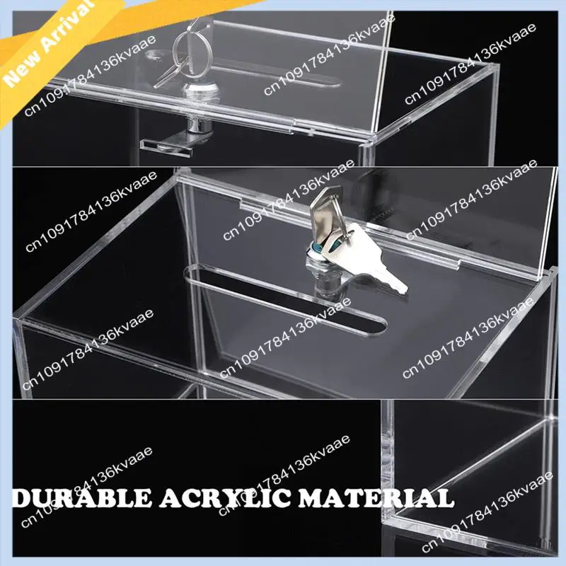 M01K Transparent Donation Box With Lock Money Collection Box Ballot Box Suggestion Box