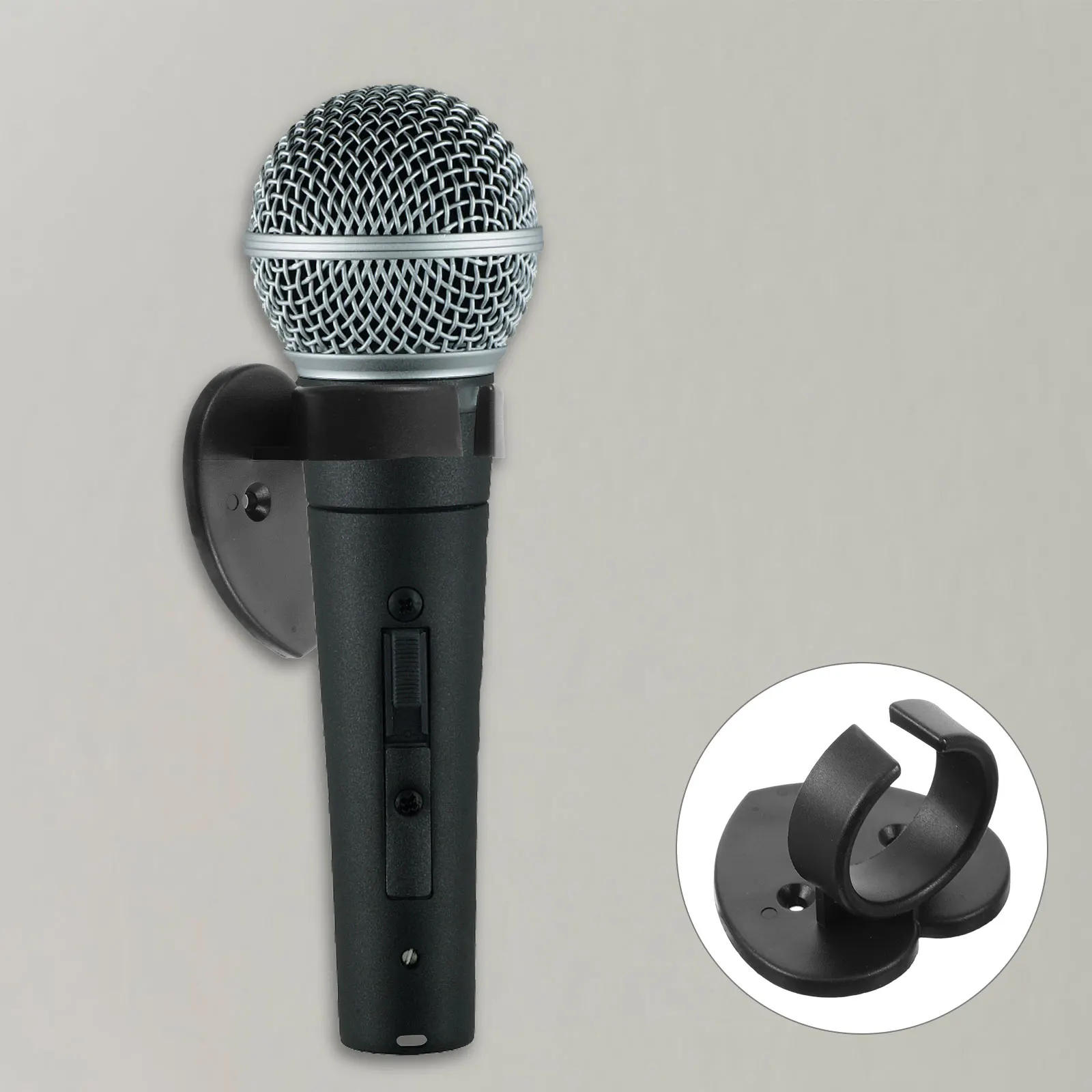 

6pcs Microphone Fixing Clips Wall Mount Hanging Heart Shaped Holder Stand Mics Nameplate Accessories Roll Ring