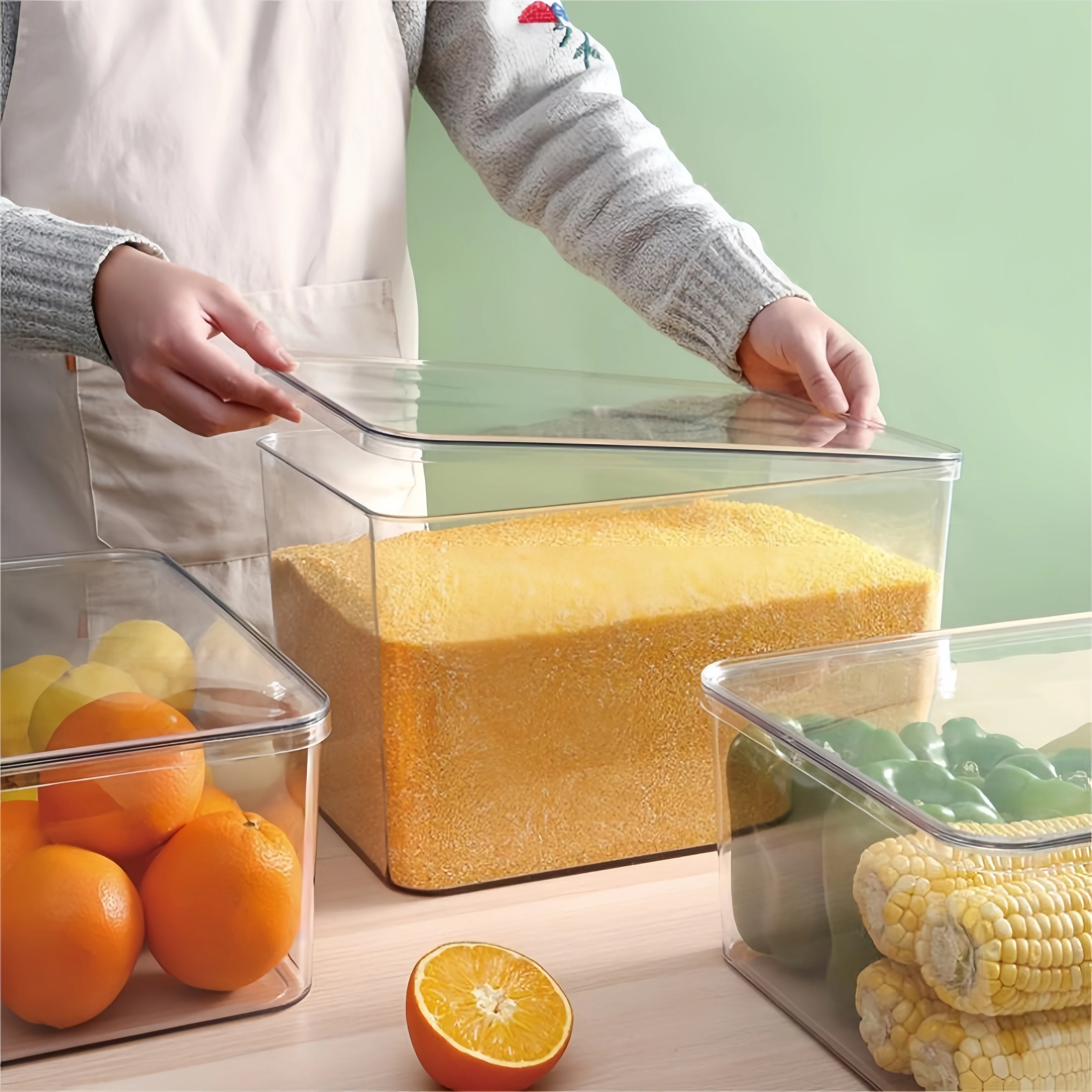 Thickened High Transparency Storage Box - Multi-Purpose PET Lid Food Fridge Container - Versatile Countertop Organizer