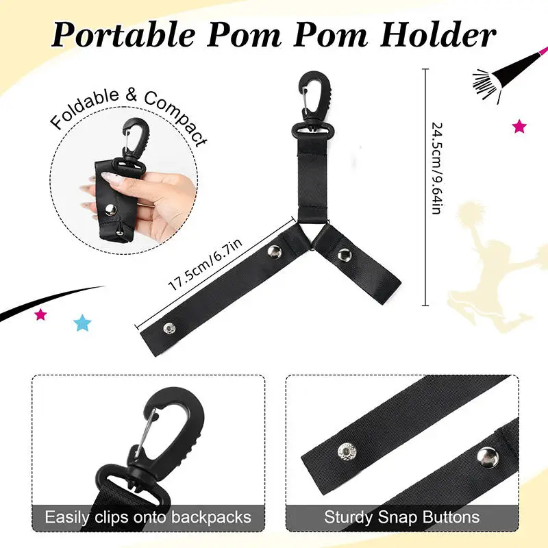 Cheerleading Pompom Holder Cheer Bag Organizer With Snapbutton Durable Hanger For Multiple Poms, Gear Accessory Girls Hot