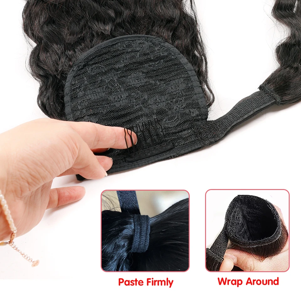 Wrap Around Ponytail Peruvian Natural Wave Ponytail Human Hair 12-26inch Remy Hair Clip In Ponytail Extensions For Black Women