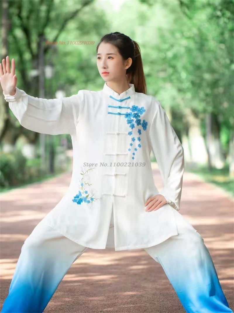 

2024 chinese tai chi uniform traditional flower print martial arts training exercise wingchun suit kungfu outdoor sport clothing