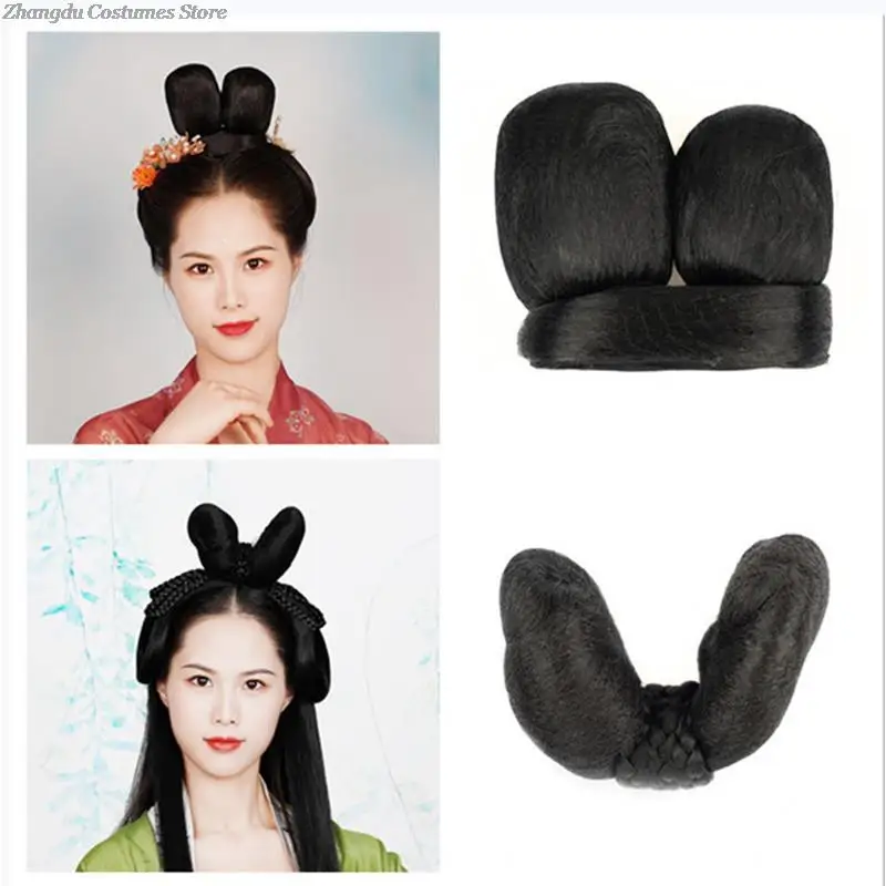 

Synthetic Chinese Traditional Hanfu Wig Hair Bun Retro Black Chignon Fake Ancient Chinese Hair Bun Princess Cosplay