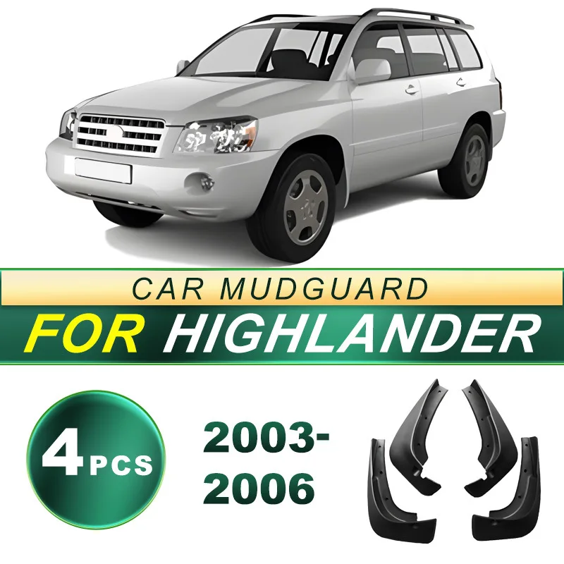For Toyota Highlander 2003 2004 2005 2006 Mud Flaps 4Pcs Soft Rubber Splash Guards Perfect Fit Easy Install Complete Kit