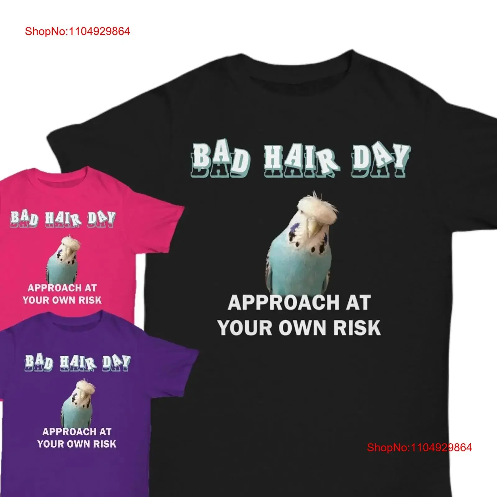 تي شيرت Bad Hair Day ParakeeT تي شيرت مضحك Budgie Item Mom Dad Merch عتيق مغسول ملابس الشارع للجنسين أنيق قليلاً