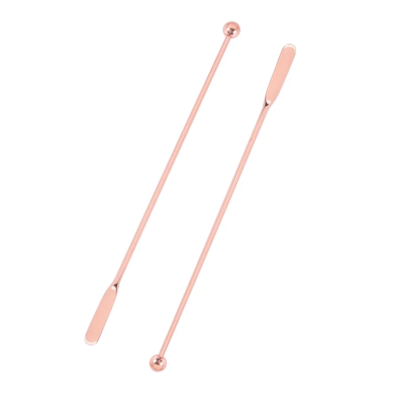 

ELEG-20Pcs Stainless Steel Stirrer Beverage Stirrers Stir Cocktail Swizzle Stick-Rose Gold-Straight Bar,19Cm