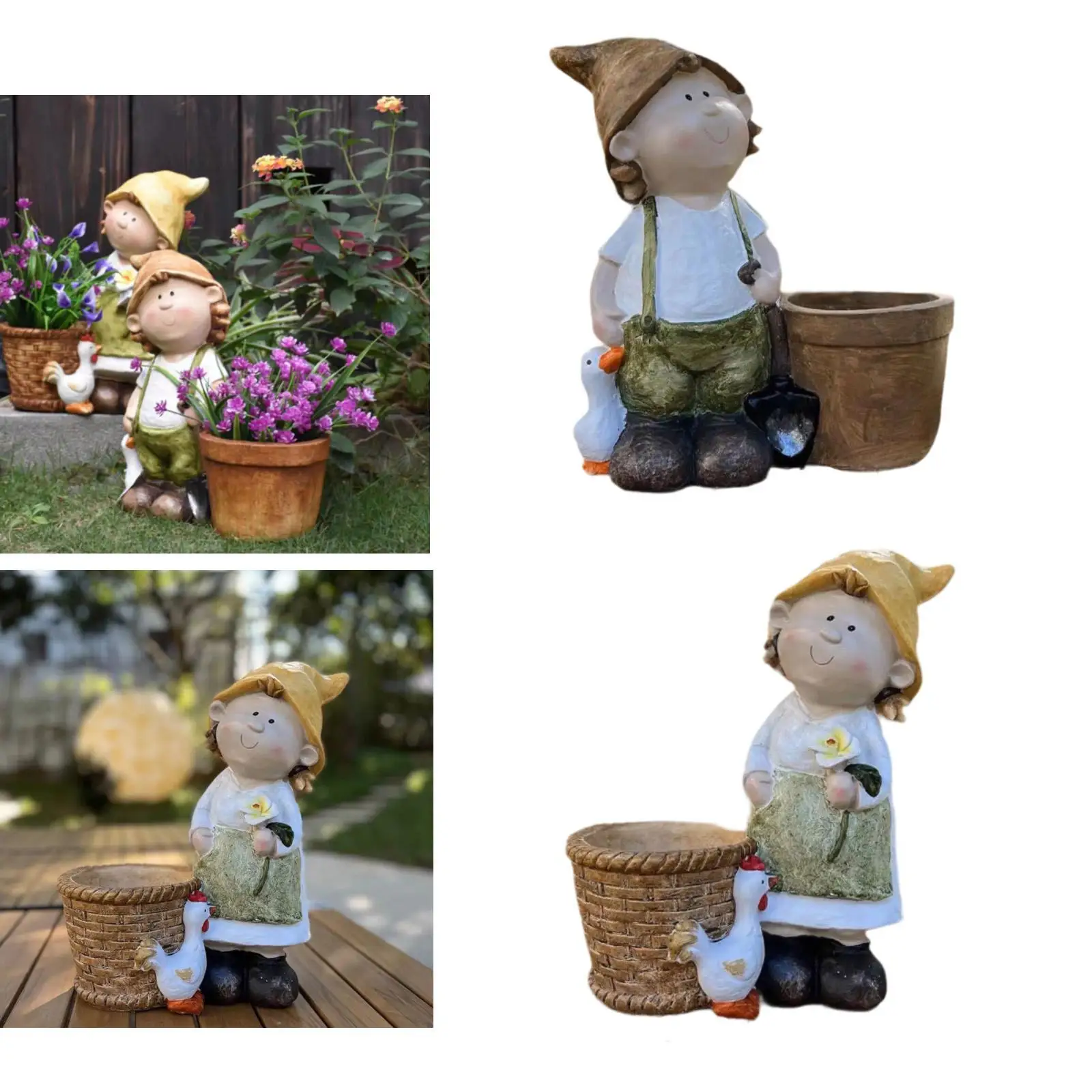 

Resin Statue Flowerpot Unique Display Holder Cute for Office Farmhouse Yard